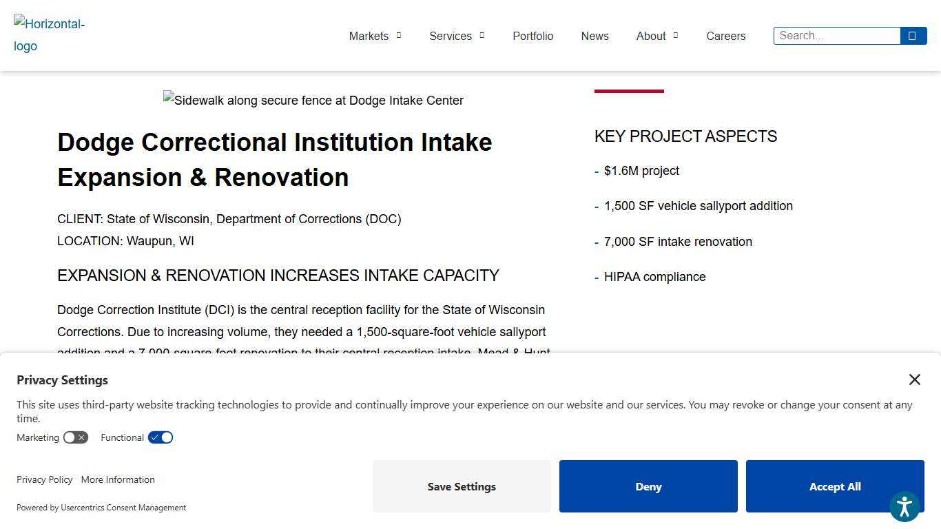 Dodge Correctional Institution Intake Expansion & Renovation < Mead & Hunt